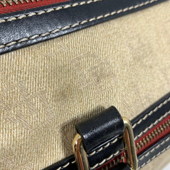 DOONEY BOURKE Monogram Logo Canvas Leather Shoulder Bag Satchel Double Pockets - Picture 8 of 16